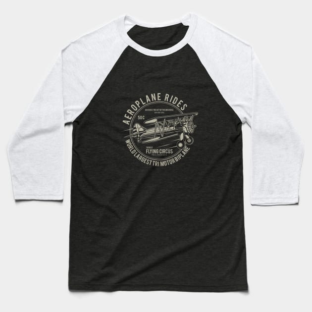 Aircraft Pilot BiPlane Flying Circus Baseball T-Shirt by MrWatanabe